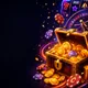 Create a square premium promotional card illustration for an online social casino brand called "Chumba Casino".
Format: 800×